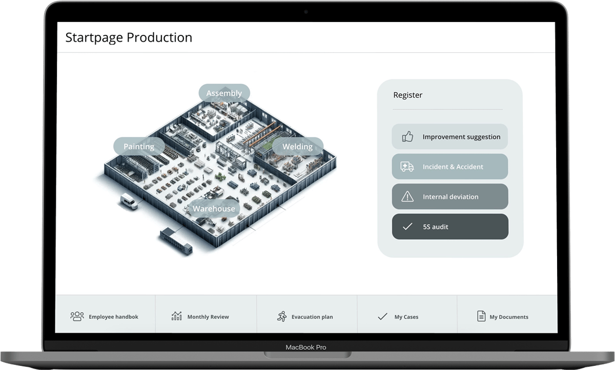 Startsida för Produktion i ledningssystem från AM System